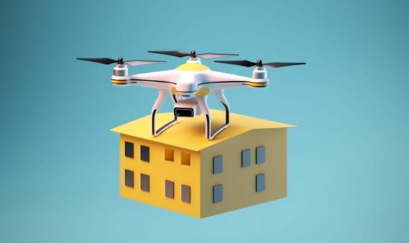 sky copter helicopter speed innovation city vehicle post parcel fly blue concept smart aircraft drone delivery fast air technology cargo. Generative AI.