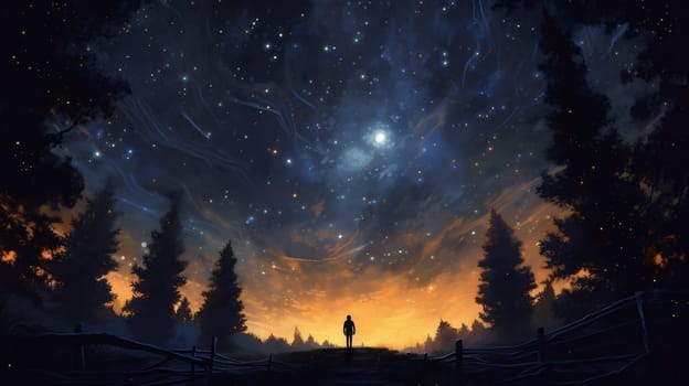 sky nature dream cosmos galaxy bright science summer night astronomy star universe child love background astronomer space deep girl starry. Generative AI.
