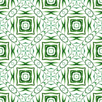 Organic tile. Green bold boho chic summer design. Trendy organic green border. Textile ready creative print, swimwear fabric, wallpaper, wrapping.