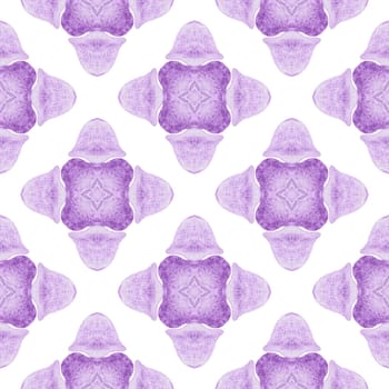 Textile ready lovely print, swimwear fabric, wallpaper, wrapping. Purple magnetic boho chic summer design. Watercolor medallion seamless border. Medallion seamless pattern.