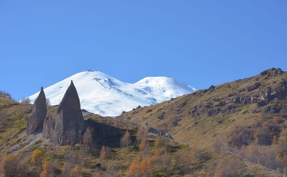 A view on Elbrus mountain . Dzhili-Su, Republic of Kabardino-Balkaria, Russia