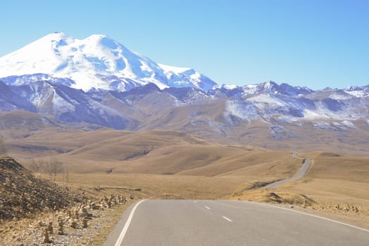 the road leading to Mount Elbrus
