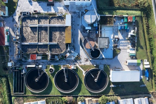 Aerial photographic documentation of a sewage purification center 