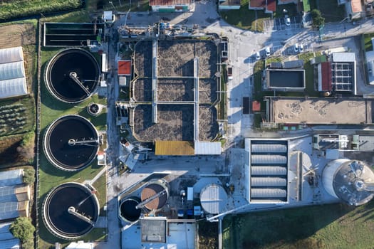 Aerial photographic documentation of a sewage purification center 