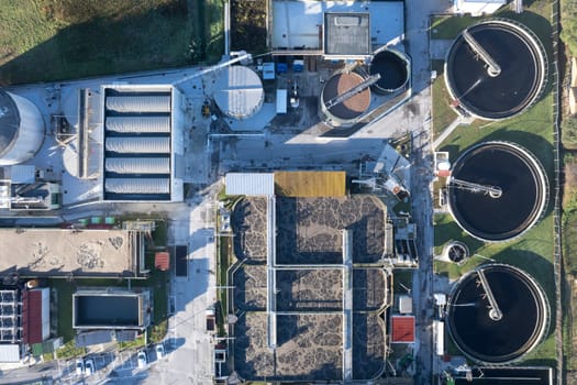 Aerial photographic documentation of a sewage purification center 