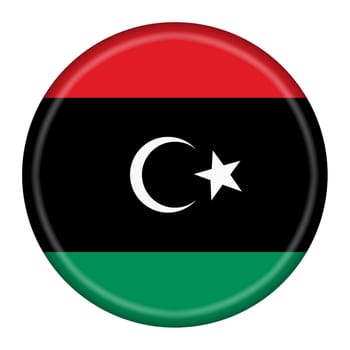 A Libya flag button 3d illustration with clipping path