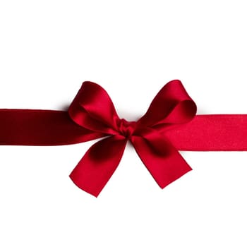 Red gift bow isolated on white background