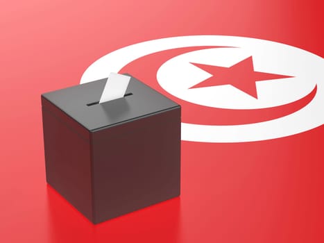 Concept image for election in Tunisia, ballot box with voting paper