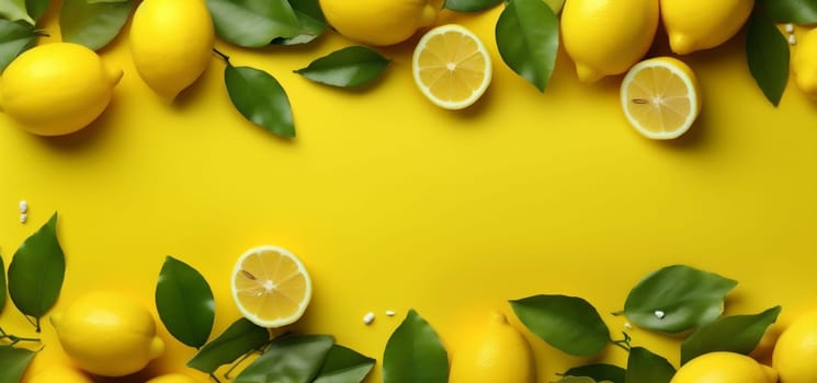 vegetarian background top food healthy citrus isolated summer vitamin lemon sweet view juicy citric art fresh natural yellow freshness fruit lay. Generative AI.
