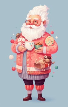 man merry santa content abode christmas calm festivity hot male year home lifestyle relaxing new mug drink household father cute beverage claus holiday. Generative AI.