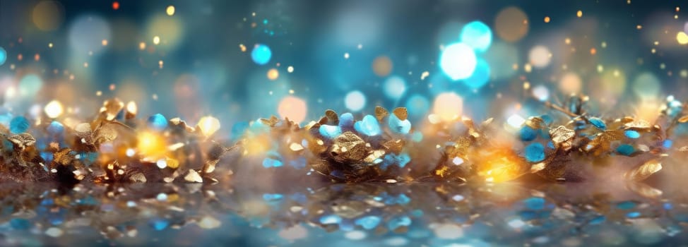 shiny fantasy light gradient christmas soft bright bokeh texture pastel sparkle flower decoration glistering blurred holiday background blue shine blur abstract. Generative AI.