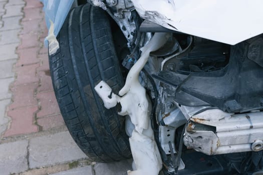 car after an accident in a hundred to repair the hood. High quality photo