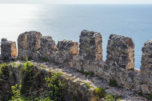 an ancient fortress near the sea, built a long time ago in Turkey. background with a place for an inscription. High quality photo