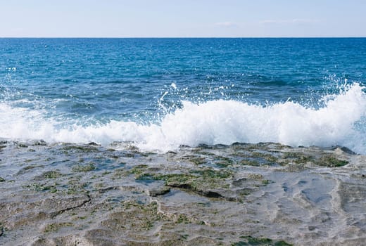 Beautiful view of the seashore,storm waves.Beautiful sea background. High quality photo