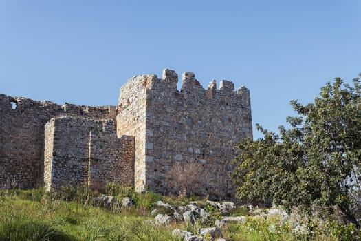 old ruined fortress in Turkey view from afar. close-up High quality photo