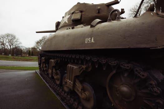 American tank in the Omaha Beach Museum, France, Normandy December 24, 2022. High quality photo