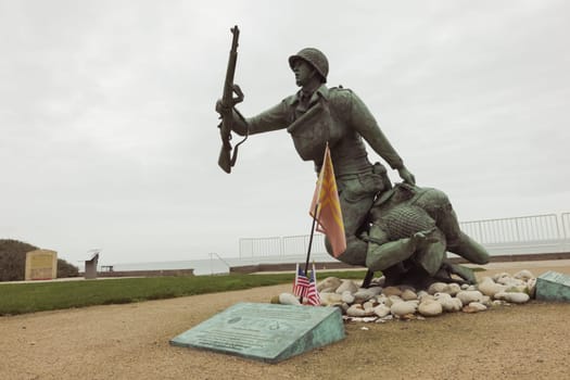 France December 24 2022 Regimental Combat Team Memorial on Omaha beach in Normandy. High quality photo