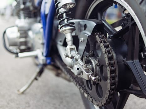 shock absorber and spring closeup on racing car isolated. High quality photo