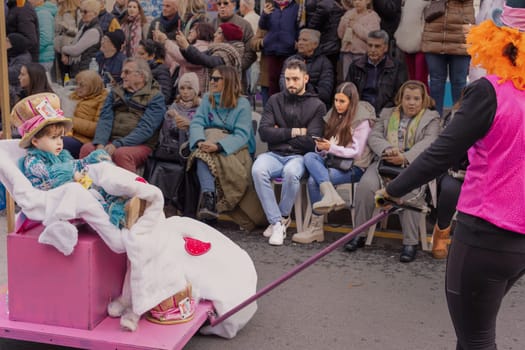 Carnival in Spain, the city of Torrevieja, February 12, 2023, people walk at the carnival. High quality photo