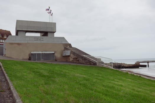 Monument to the fallen soldiers who died in the war. France, Normandy, Omaha Beach, December 24, 2022. High quality photo