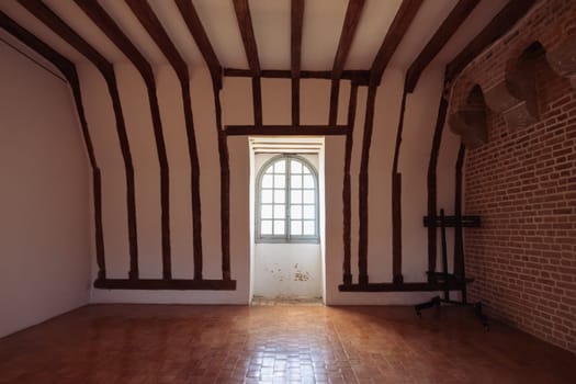 old house door and wall with wood inserts, isolated close-up there is a place for an inscription. High quality photo