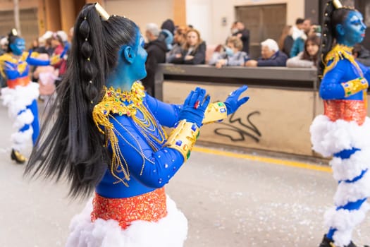 Carnival in Spain, the city of Torrevieja, February 12, 2023, people walk at the carnival. High quality photo