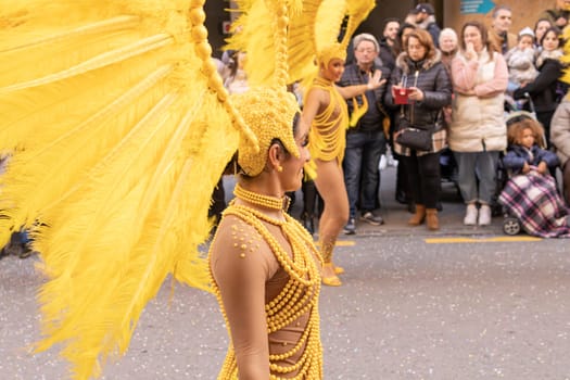 Carnival in Spain, the city of Torrevieja, February 12, 2023, people walk at the carnival. High quality photo