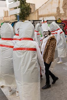 Carnival in Spain, the city of Torrevieja, February 12, 2023, people walk at the carnival. High quality photo