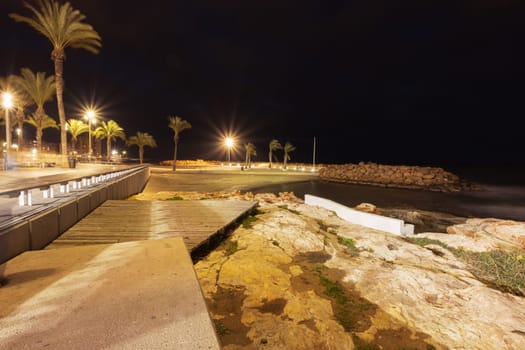 evening promenade, sea in the evening. Beautiful evening seascape, there is a place for an inscription. High quality photo