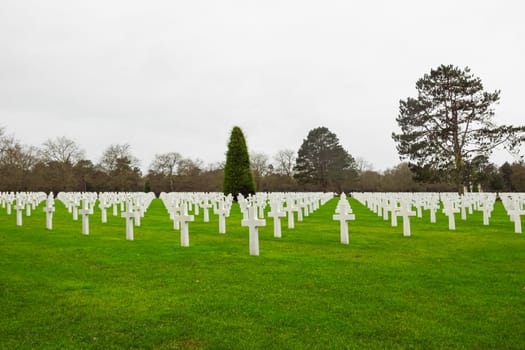 Cemetery,France, Normandy, Omaha Beach, December 24, 2022. High quality photo