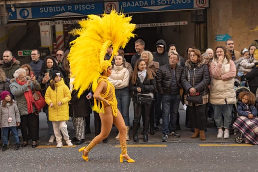 Carnival in Spain, the city of Torrevieja, February 12, 2023, people walk at the carnival. High quality photo