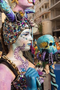 Carnival in Spain, the city of Torrevieja, February 12, 2023, people walk at the carnival. High quality photo