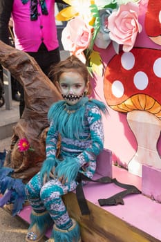 Carnival in Spain, the city of Torrevieja, February 12, 2023, people walk at the carnival. High quality photo