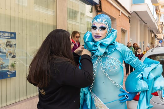 Carnival in Spain, the city of Torrevieja, February 12, 2023, people walk at the carnival. High quality photo