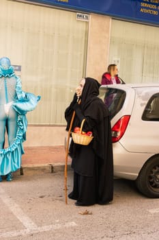 Carnival in Spain, the city of Torrevieja, February 12, 2023, people walk at the carnival. High quality photo