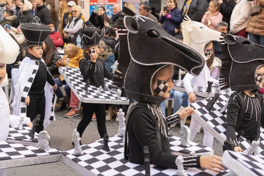 Carnival in Spain, the city of Torrevieja, February 12, 2023, people walk at the carnival. High quality photo