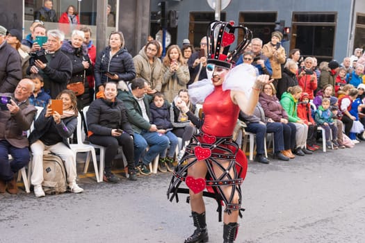 Carnival in Spain, the city of Torrevieja, February 12, 2023, people walk at the carnival. High quality photo