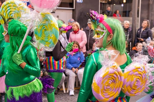 Carnival in Spain, the city of Torrevieja, February 12, 2023, people walk at the carnival. High quality photo