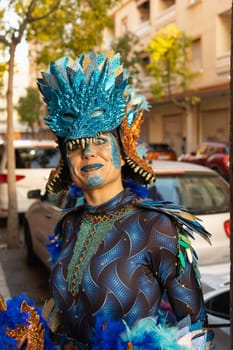 Carnival in Spain, the city of Torrevieja, February 12, 2023, people walk at the carnival. High quality photo