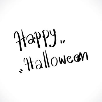 Happy Halloween greeting. Hand drawn lettering typography on white background