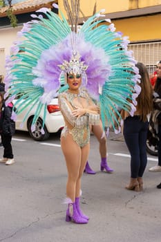 Carnival in Spain, the city of Torrevieja, February 12, 2023, people walk at the carnival. High quality photo