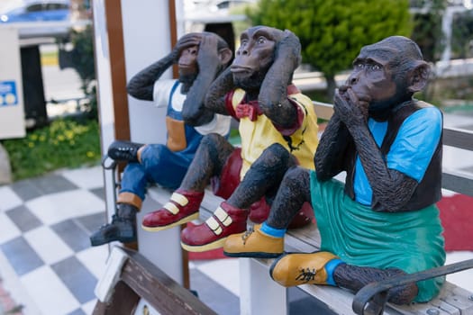 figurines of three monkeys, creative figurines from the designer. High quality photo