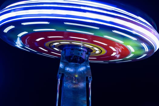 wheel against the background of the black sky in the lunopark close-up. High quality photo