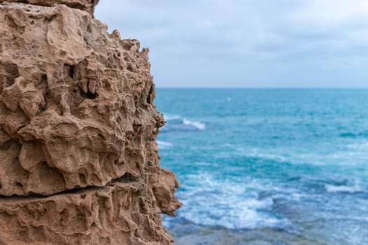 there is a place for an inscription Beautiful view of the seashore,storm waves.Beautiful sea background. High quality photo