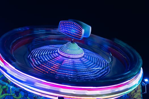 wheel against the background of the black sky in the lunopark close-up. High quality photo