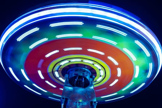 wheel against the background of the black sky in the lunopark close-up. High quality photo