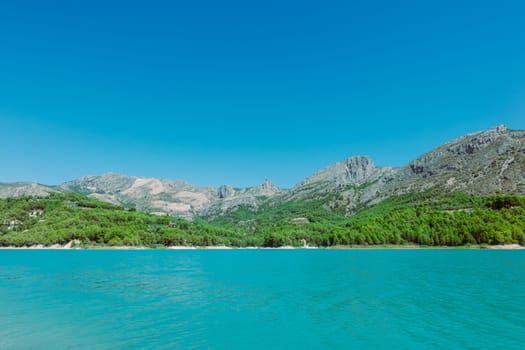 Panoramic view of mountain lake, national park. High quality photo