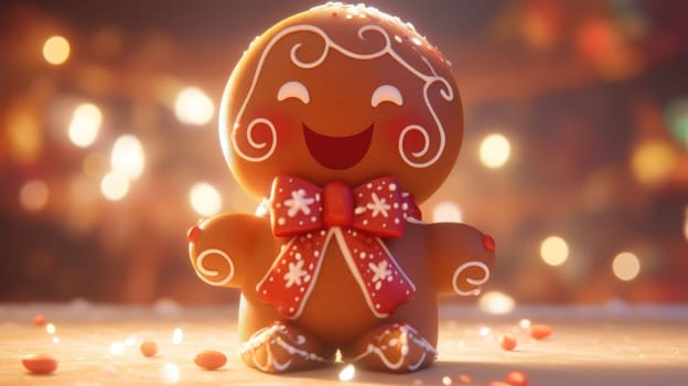 cute gingerbread man cartoon christmas, ai