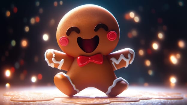 cute gingerbread man cartoon christmas, ai