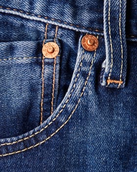 Close up of details of new LEVI'S 501 Jeans. Buttons and seams and pockets close-up. Classic jeans model. LEVI'S is a brand name of Levi Strauss and Co, founded in 1853. 31.12.2021, Rostov, Russia.